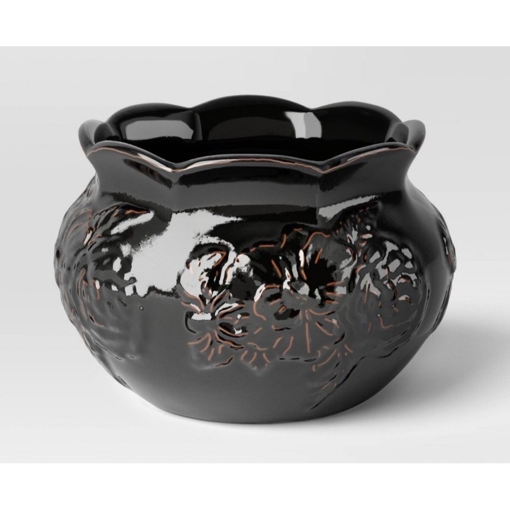 Threshold Espresso Halloween Floral Embossed Scalloped Stoneware Decorative Bowl